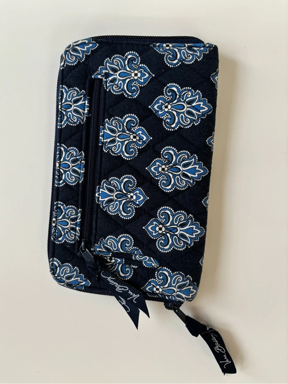 Vera Bradley Quilted Navy Paisley Zip-Around Wallet
